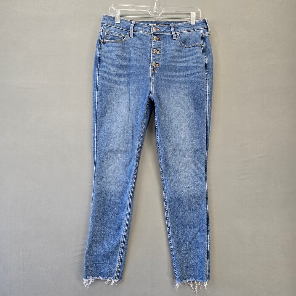 Old Navy Rockstar Skinny Jeans Stretch Distressed Stonewash Button Fly Womens 14